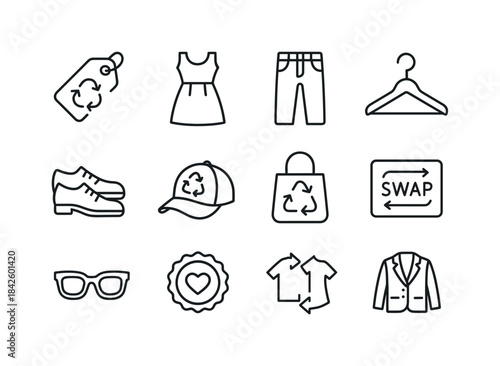 Secondhand Icon Set. Secondhand style. Line icon set of secondha