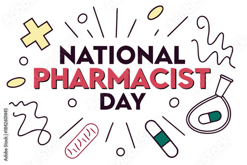 NATIONAL PHARMACIST DAY vector illustration isolated on white background