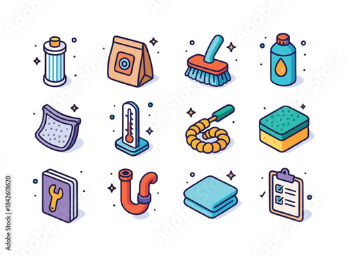 Appliance Care Icons. Appliance care. Colorful isometric vector