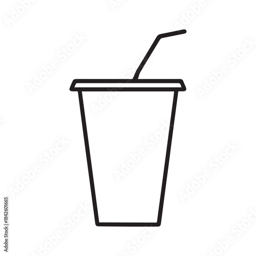 Coffee cup Line drawing icon black with a lid