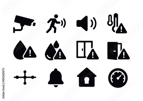 Home Monitoring Icons. Home monitoring. Solid icon set of Home m