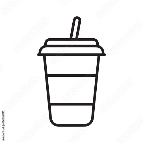 Coffee cup Line drawing icon black with a lid