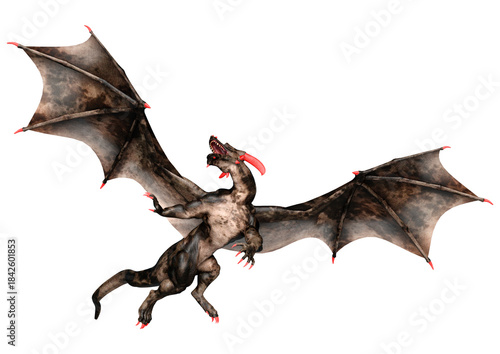 3D Rendering Fairy Tale Dragon on White