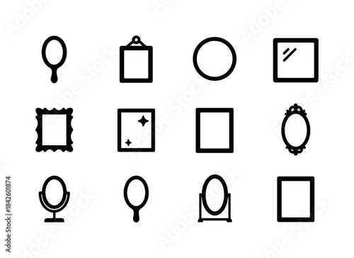 Black Mirror Icons. mirror elements. Solid icon set of mirror el