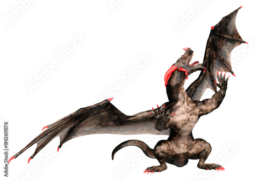 3D Rendering Fairy Tale Dragon on White