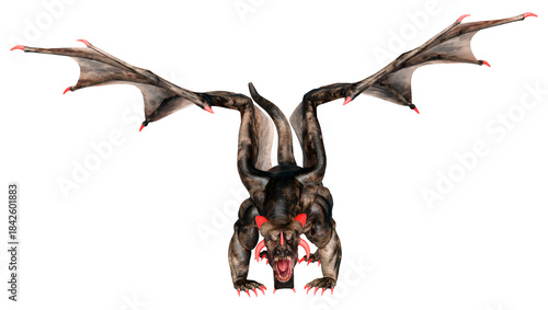 3D Rendering Fairy Tale Dragon on White
