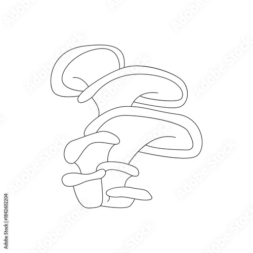Groovy line psychedelic mushroom family, magic toadstools growing together vector illustration