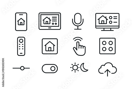 Smart Control Icons. Smart controls. Line icon set of Smart cont