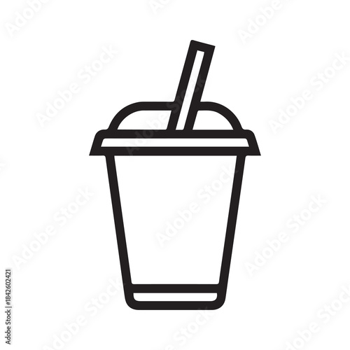 Coffee cup Line drawing icon black with a lid