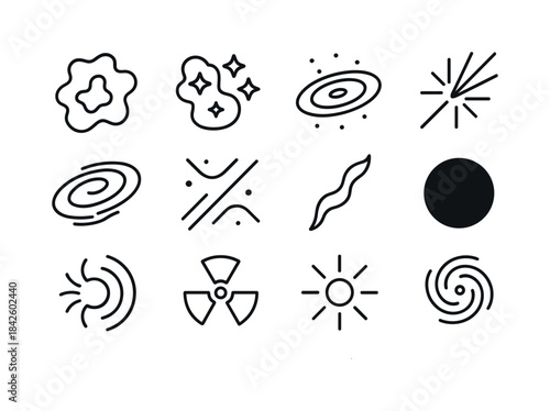 Cosmic Line Icons. Cosmic environments. Line icon set of Cosmic