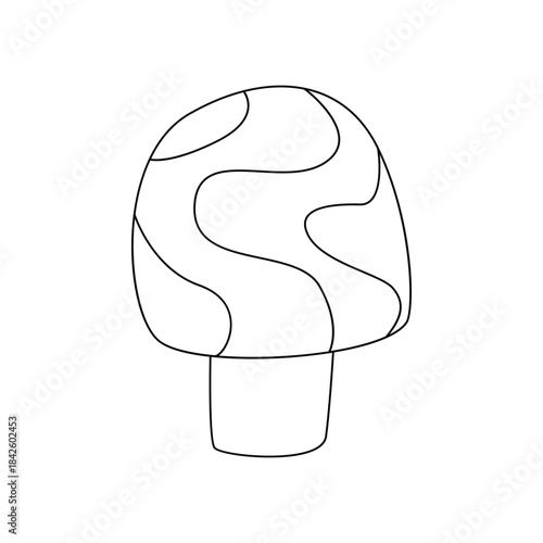 Groovy line psychedelic mushroom with trippy waves on cap vector illustration
