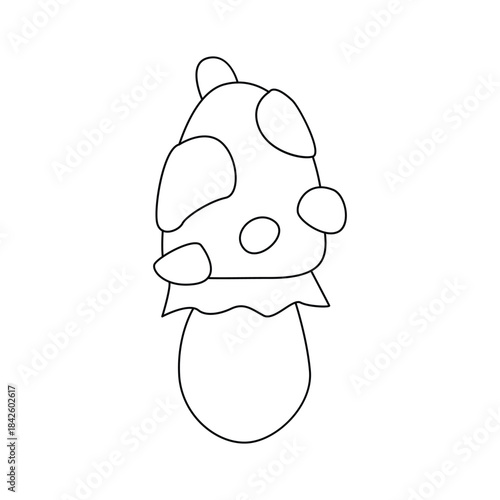 Groovy line psychedelic mushroom, funny toadstool with spots vector illustration