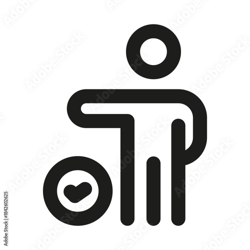 Verified user icon. Modern professional minimal line vector icon representing identity, approval, trust, and account verification clarity with clean visual design