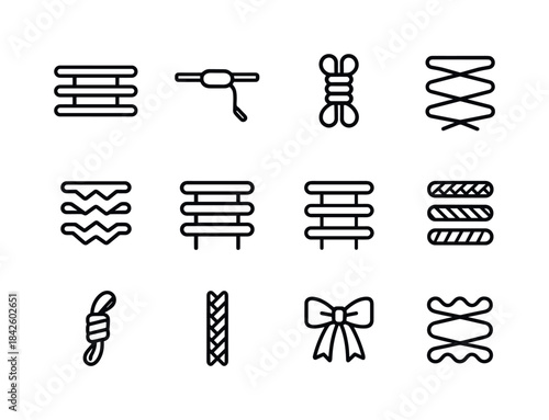 Shoelace Icon Set. Shoelace Variants. Line icon set of Shoelace