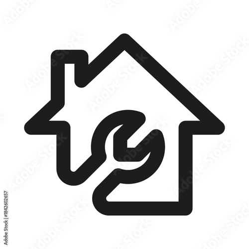 Home repair icon. Modern professional minimal line vector icon representing maintenance tools fixing clarity and clean visual design