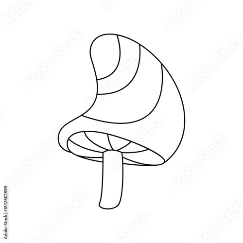 Groovy line psychedelic mushroom with waves on cap with weird shape vector illustration