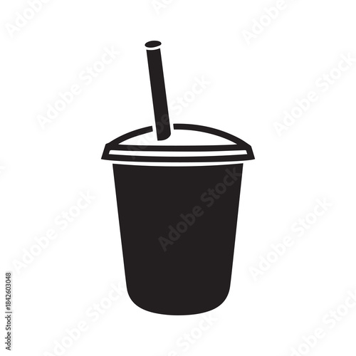 Coffee cup Line drawing icon black with a lid