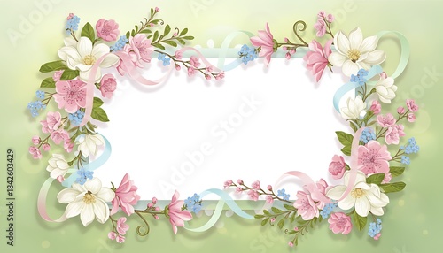 春の暮らしを彩る植物に囲まれた余白のあるデザイン構図