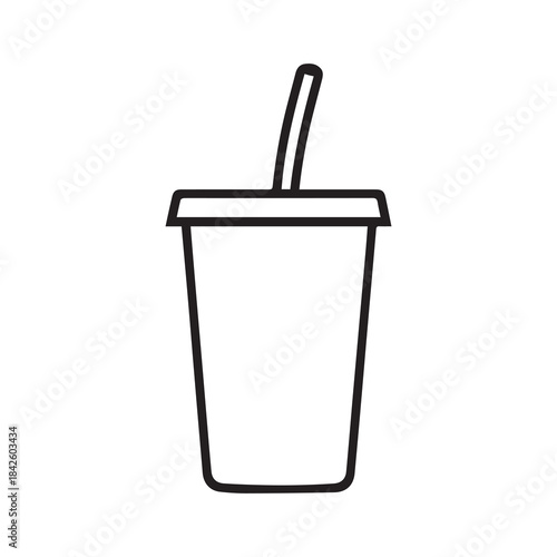 Coffee cup Line drawing icon black with a lid