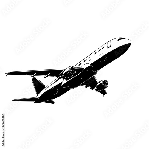 Commercial Passenger Jet Airplane Taking Off into the Sky.