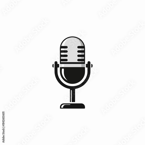 Vintage Microphone Silhouette: A sleek, classic microphone silhouette stands as a symbol of communication, broadcasting, and creativity, against a clean backdrop.