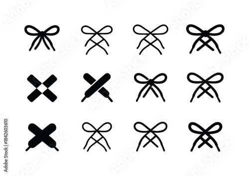 Shoelace Logo Variations. Tying shoelaces. Icon set. Set Logo of