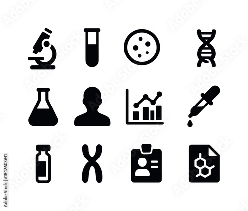 Scientific Icon Set. Scientific research. Solid icon set of scie