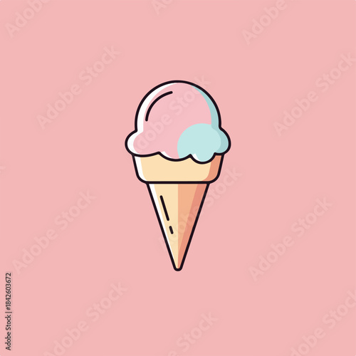 Sweet Delight: Pastel-colored ice cream cone, a tempting treat, against a soft, inviting backdrop. Capturing the essence of pure, simple indulgence.