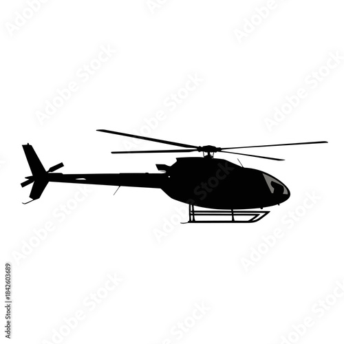 Detailed Silhouette of a Modern Helicopter in Flight.
