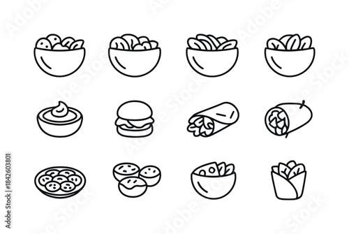 Party Pita Icons. Party Pitas. Line icon set of Party Pitas: min