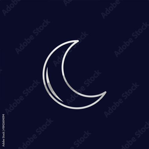 Crescent moon icon representing the night sky, suitable for various digital and graphic design applications