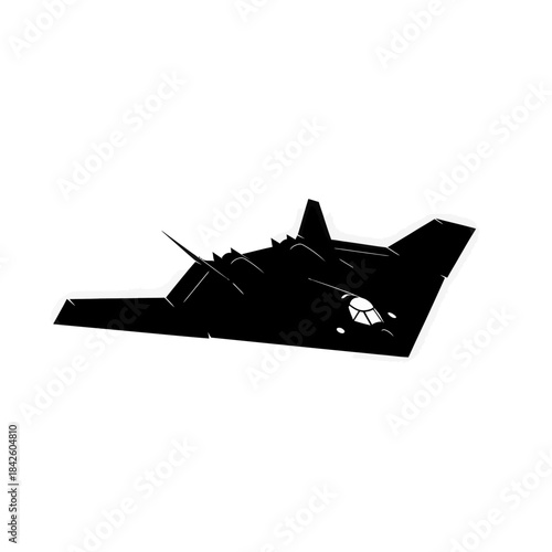 Stealth Bomber Aircraft Silhouette Flying Through the Sky.