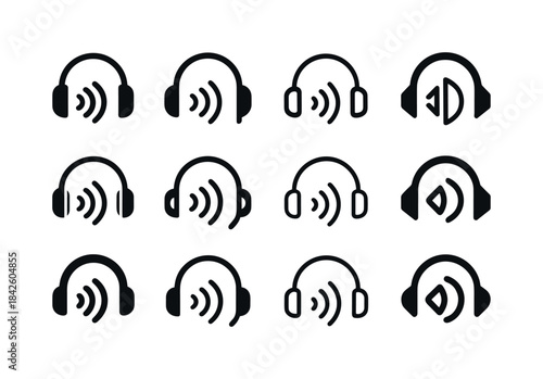 Radio Logo Variations. Newsroom for Radio. Icon set. Set Logo of