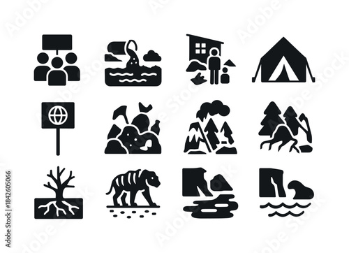 Social Issue Icons. Documentary photography (social and environm