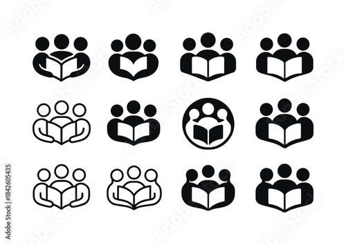 Study Group Icons. Students discussing class topics in study gro