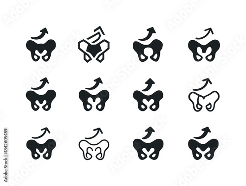 Pelvis Motion Logos. posture shift. Icon set. Set Logo of postur