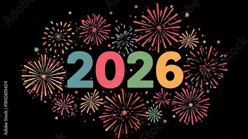 Colorful 2026 New Year Celebration Fireworks