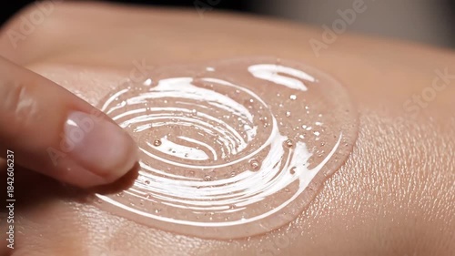 Subtle Touch: A delicate close-up reveals a transparent gel cascading gently onto a receptive hand, exuding smoothness and purity.