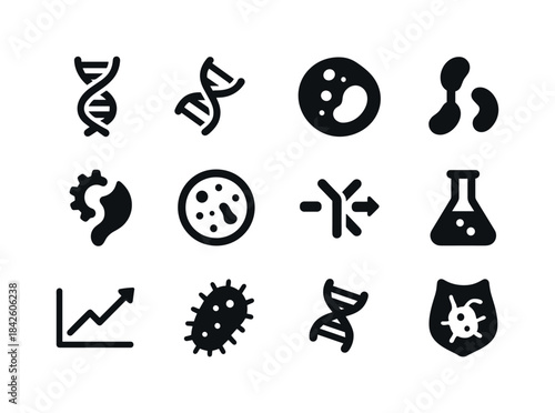 Biological Synthesis Icons. Biological synthesis. Solid icon set