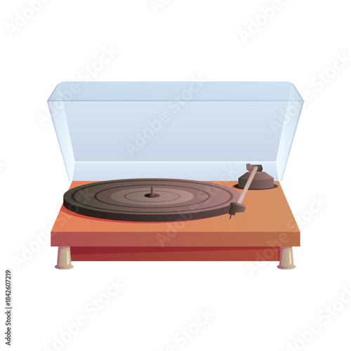 Vintage record player for vinyl discs, retro equipment to listen to music from pawnshop vector illustration