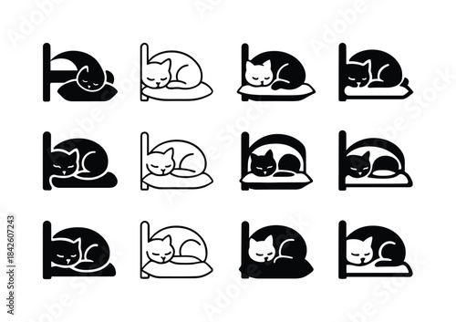 Sleepy Pet Icons. A sleepy pet curled up next to their owner