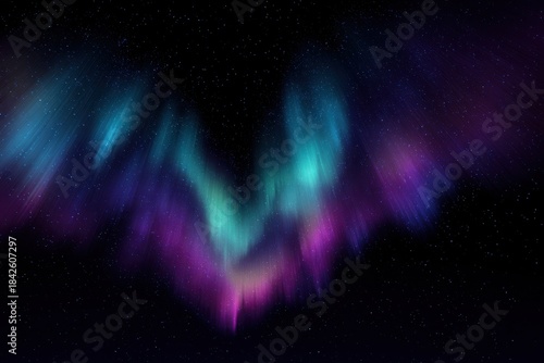 Aurora Borealis Display with Vibrant Colors and Stars in Night Sky.