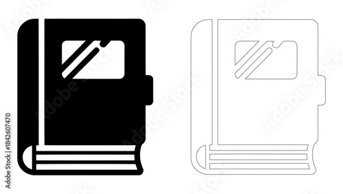 Digital notebook icon representing an electronic writing pad for storing notes and ideas, isolated on white background.