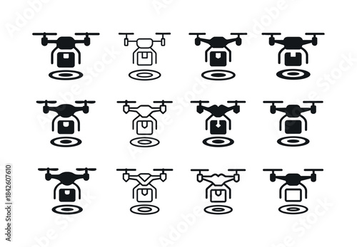 Drone Delivery Logos. drone delivery services. Icon set. Set Log