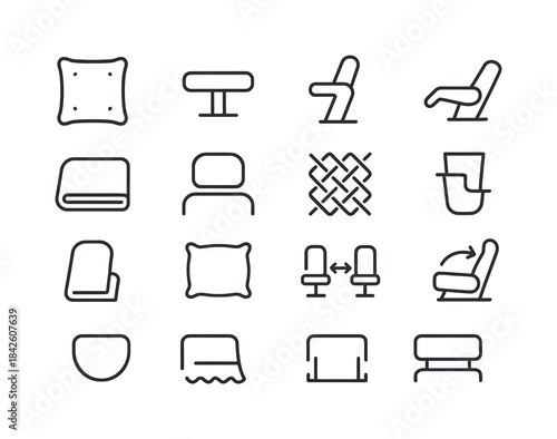 Theater Comfort Icons. Theater comfort. Line icon set of Theater