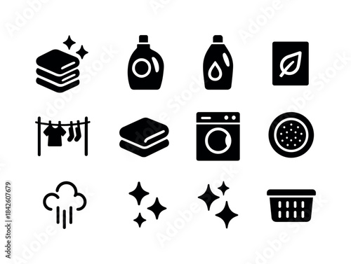 Laundry Freshness Icons. Laundry freshness. Solid icon set of la