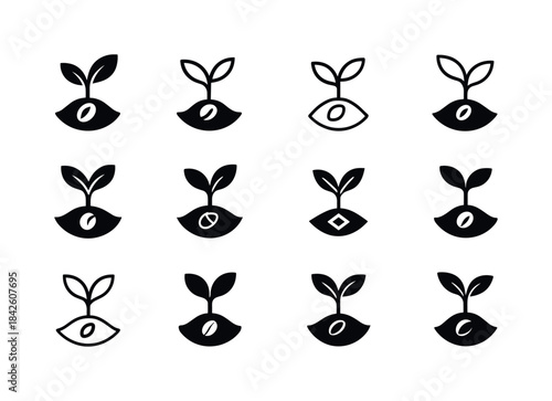 Sowing Icon Variations. Sowing. Icon set. Set Logo of sowing: Se