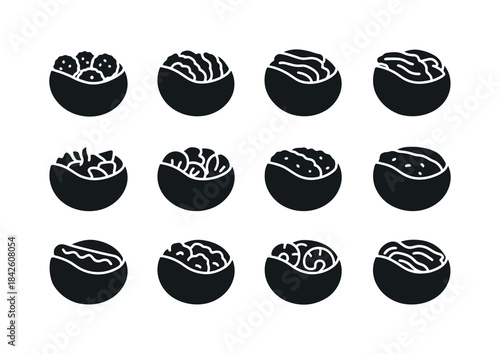 Street Food Pitas. Street food pitas. Solid icon set of street f