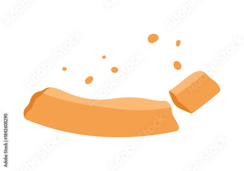 Crust and crumbs from slice of pizza after eating, eaten fast food vector illustration