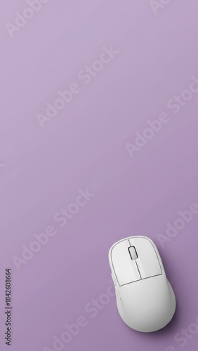 Minimalist Matte White Wireless Computer Mouse on Lilac Background